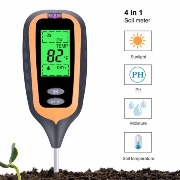 4 in 1 Digital PH Meter Soil Moisture Monitor Tature Sunlight Tester in pakistan