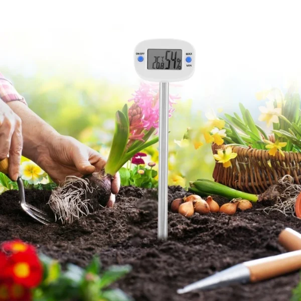 Lcd digital soil thermometer with electronic probe temperature humidity meter composting to the earth garden supplies