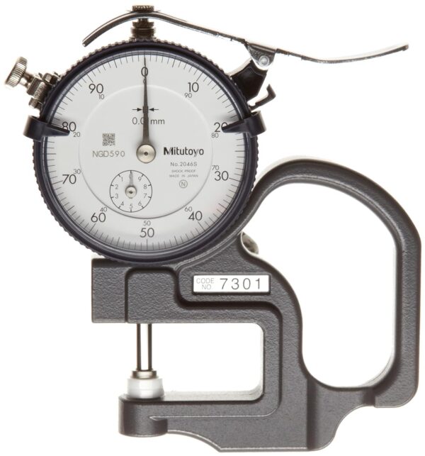 Mitutoyo Dial Thickness Gage, Flat Anvil, Metric