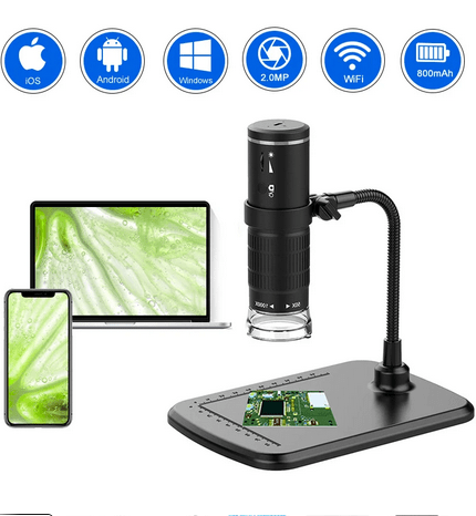 Wireless Digital Microscope 50X-1000X Magnification Portable Handheld USB Microscopes with Flexible Stand For iPhone Android PC